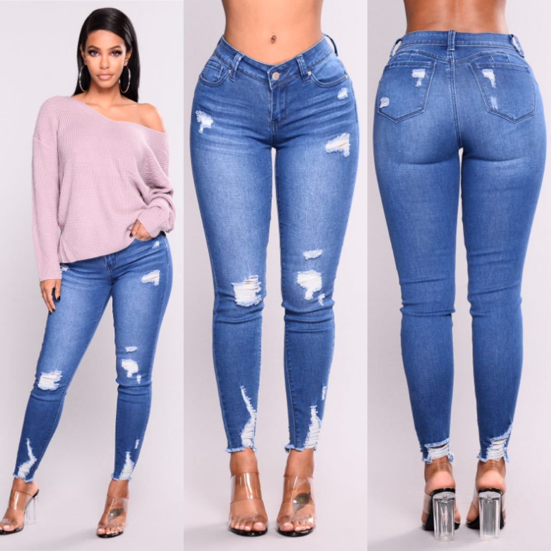 High waist stretch slim pencil feet pants EHAD +
