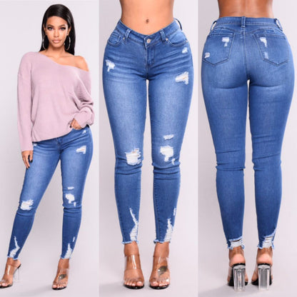 High waist stretch slim pencil feet pants EHAD +