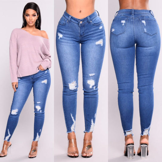 High waist stretch slim pencil feet pants EHAD +