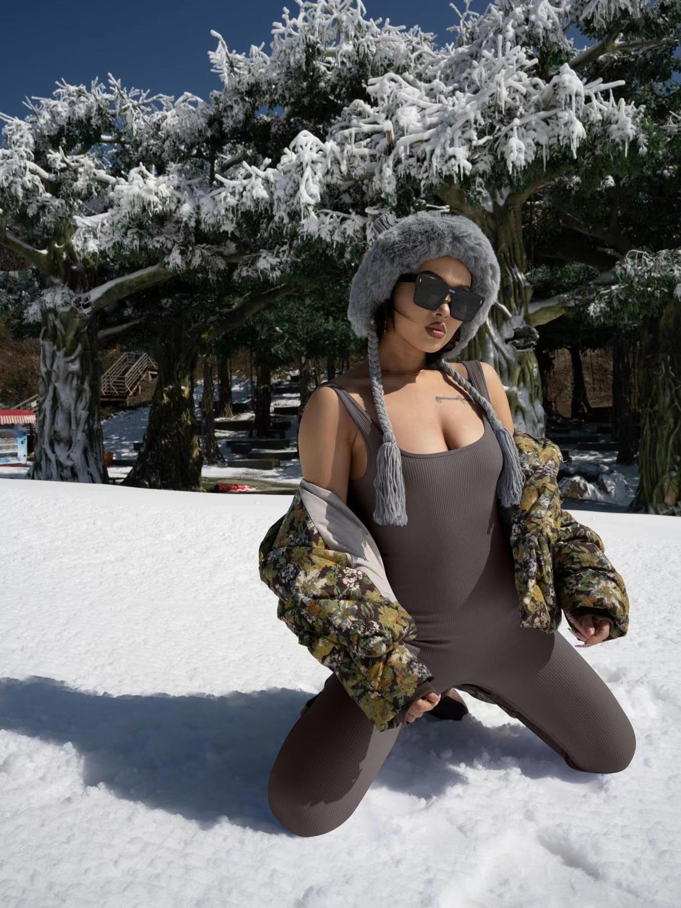 Women's Suspender Tank Top Tights EHAD +