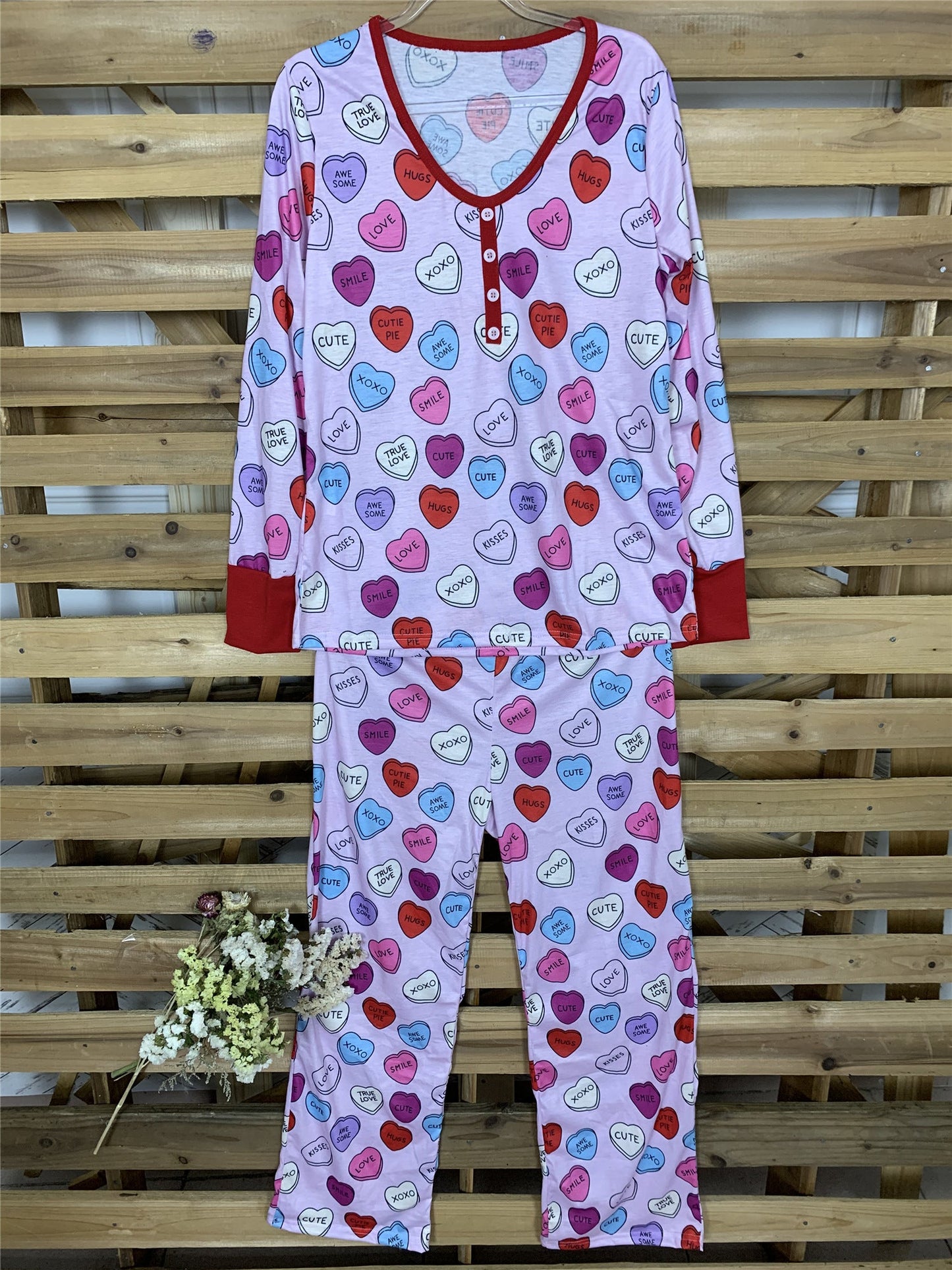 Valentines Day Love Print Casual Home Pajamas Parent Child Set EHAD +