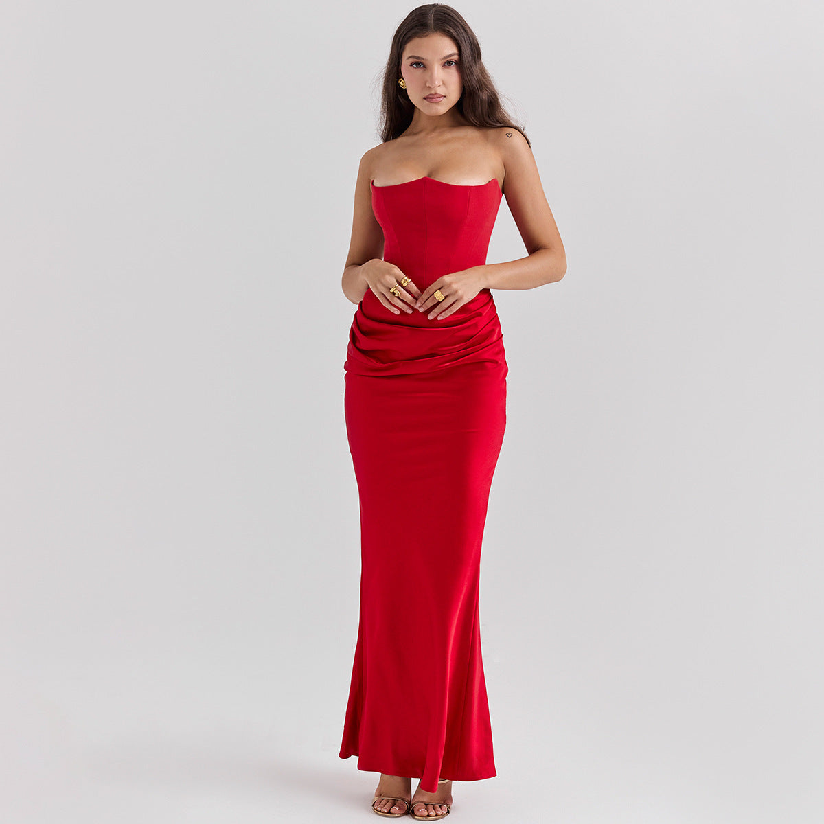 Slim Tube Top Long Dress Sexy Fashion Bandeau Backless Party Evening Dresses For Women Clothing EHAD +
