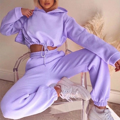 Jogging Suits For Women 2 Piece Sweatsuits Tracksuits Sexy Long Sleeve HoodieCasual Fitness Sportswear EHAD +