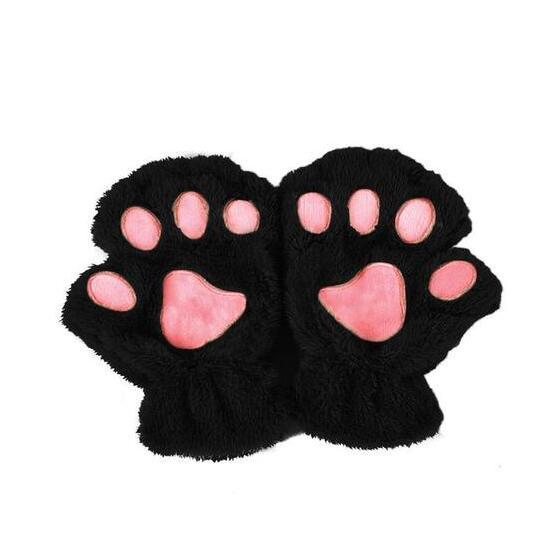 Winter Lovely Half Cover Paw Bear Cat Claw Gloves Short Finger EHAD +