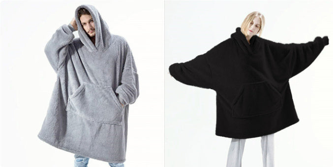 Hoodie Sweatshirt With Big Pocket Tops Sweater Comfortable Loose Double-Sided Fleece Thicker Wearable Blanket EHAD +