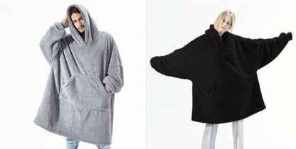 Hoodie Sweatshirt With Big Pocket Tops Sweater Comfortable Loose Double-Sided Fleece Thicker Wearable Blanket EHAD +