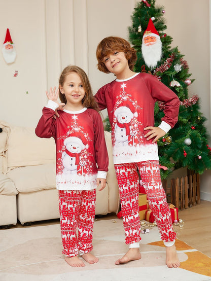 New Snowman Scarf Parent-child Christmas Pajamas Pajamas Set EHAD +