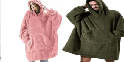 Hoodie Sweatshirt With Big Pocket Tops Sweater Comfortable Loose Double-Sided Fleece Thicker Wearable Blanket EHAD +