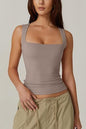 Summer Square-neck Tank Vest Ins Fashion Slim Solid Sleeveless Tops For Women Clothing EHAD +