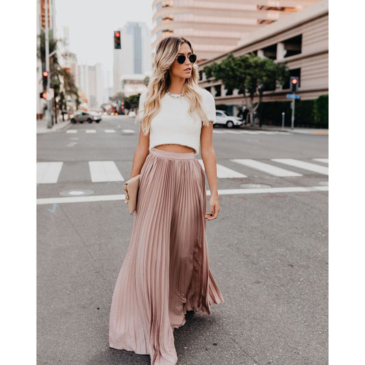 Women fashion casual skirt girls high Waist long skirts EHAD +