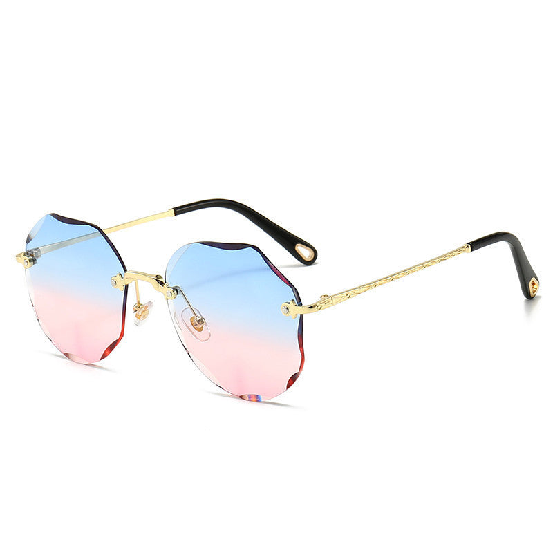 Polygonal Sunglasses Women Rimless Trimmed Sunglasses EHAD +