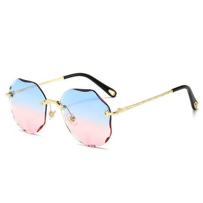 Polygonal Sunglasses Women Rimless Trimmed Sunglasses EHAD +