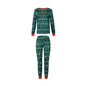 Christmas Print Contrast Color Parent-child Home Service Suit EHAD +