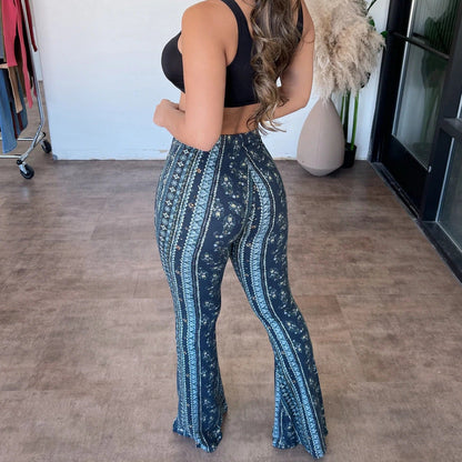 High Elastic Tight Pants Slim Sexy Print Trousers Womens Clothing EHAD +