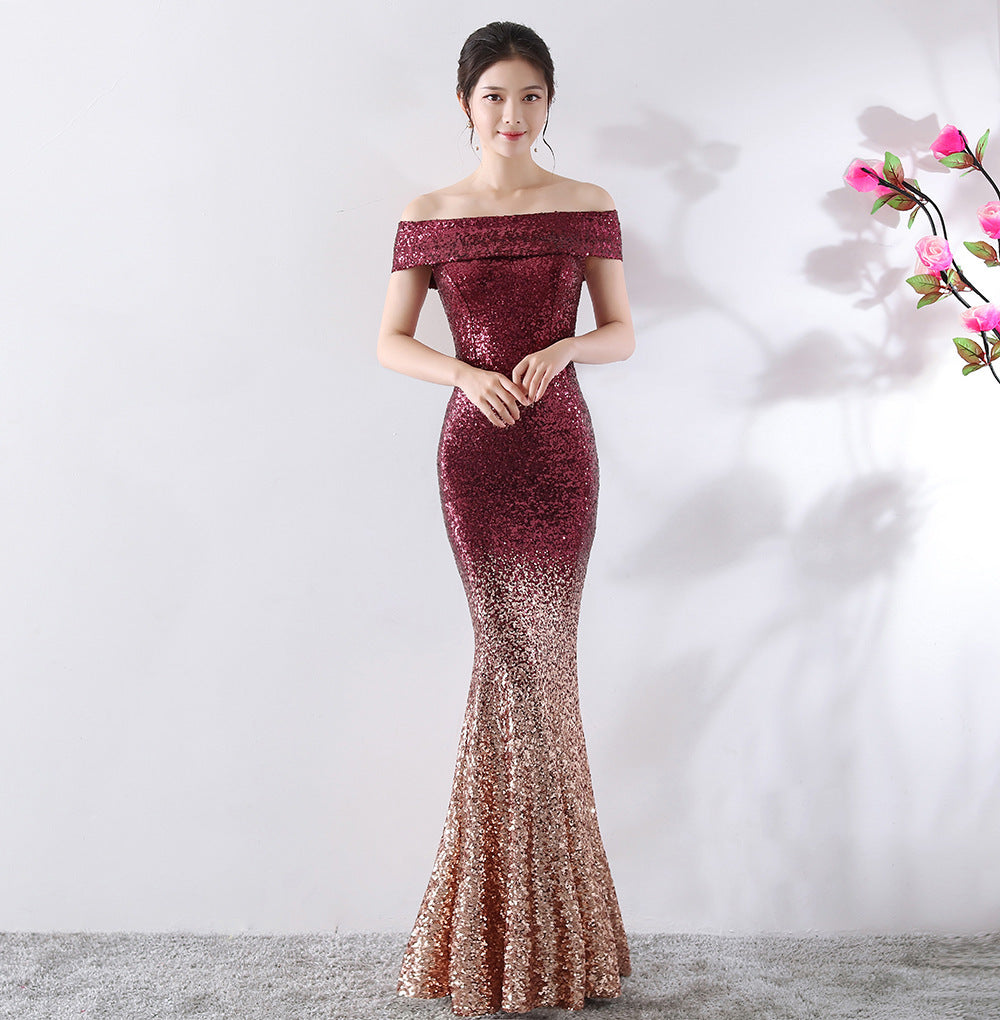Birthday Party Dress Slimming Host Long Dress EHAD +