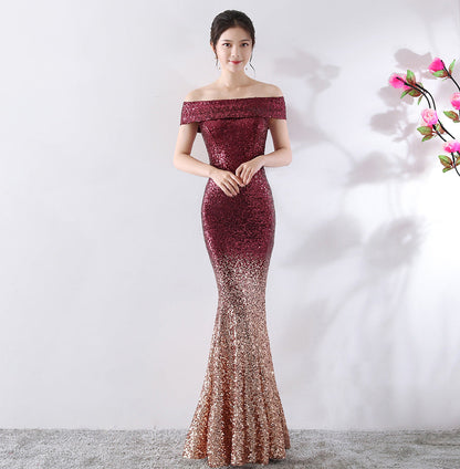 Birthday Party Dress Slimming Host Long Dress EHAD +