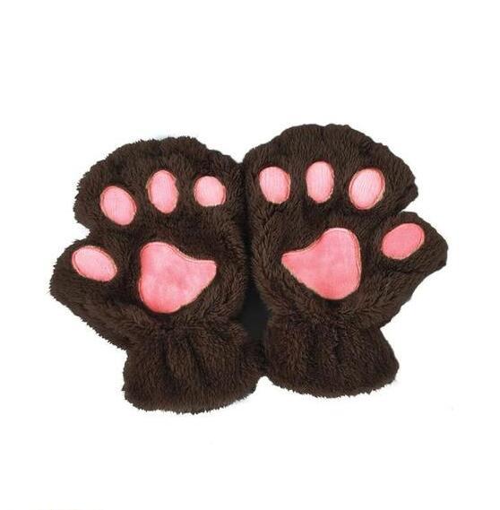 Winter Lovely Half Cover Paw Bear Cat Claw Gloves Short Finger EHAD +