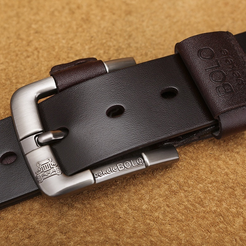 New Creative Belt Men's Leather Belt Factory Direct Sales Cowhide Belt Pin Buckle Belt EHAD +