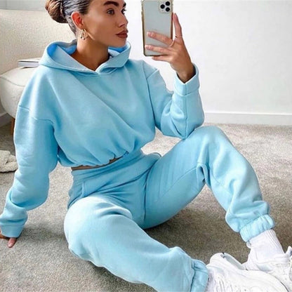 Jogging Suits For Women 2 Piece Sweatsuits Tracksuits Sexy Long Sleeve HoodieCasual Fitness Sportswear EHAD +