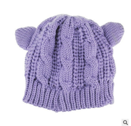 Hand Made 3D Cute Knitted Cat Ear Beanie For Winter EHAD +