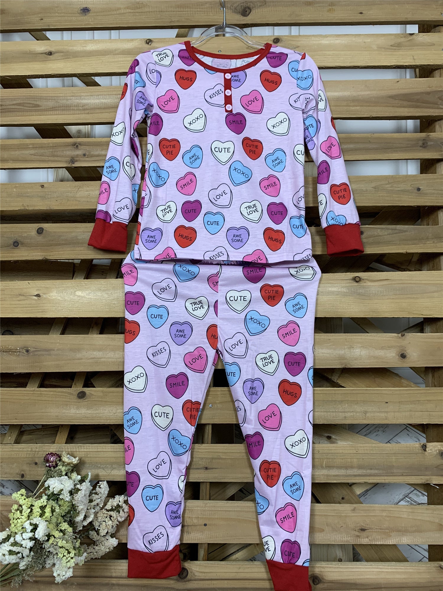 Valentines Day Love Print Casual Home Pajamas Parent Child Set EHAD +