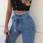 High-waisted Washed Pencil Pants Spring Sexy Temperament European And American Plus Size Denim Jeans For Women EHAD +