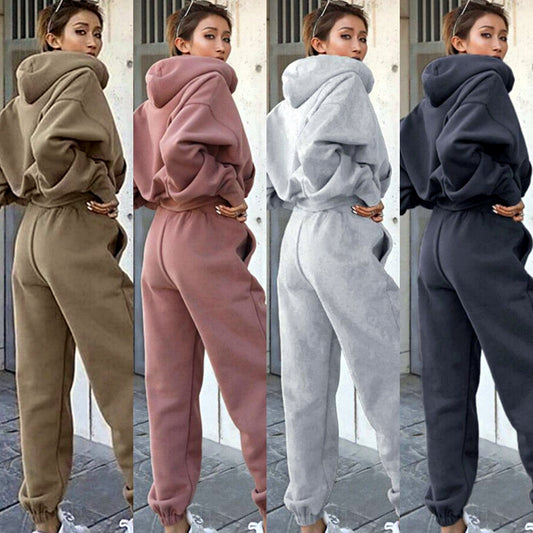 New Style Autumn And Winter Women's New Casual Hoodie Coat Sports Suit EHAD +