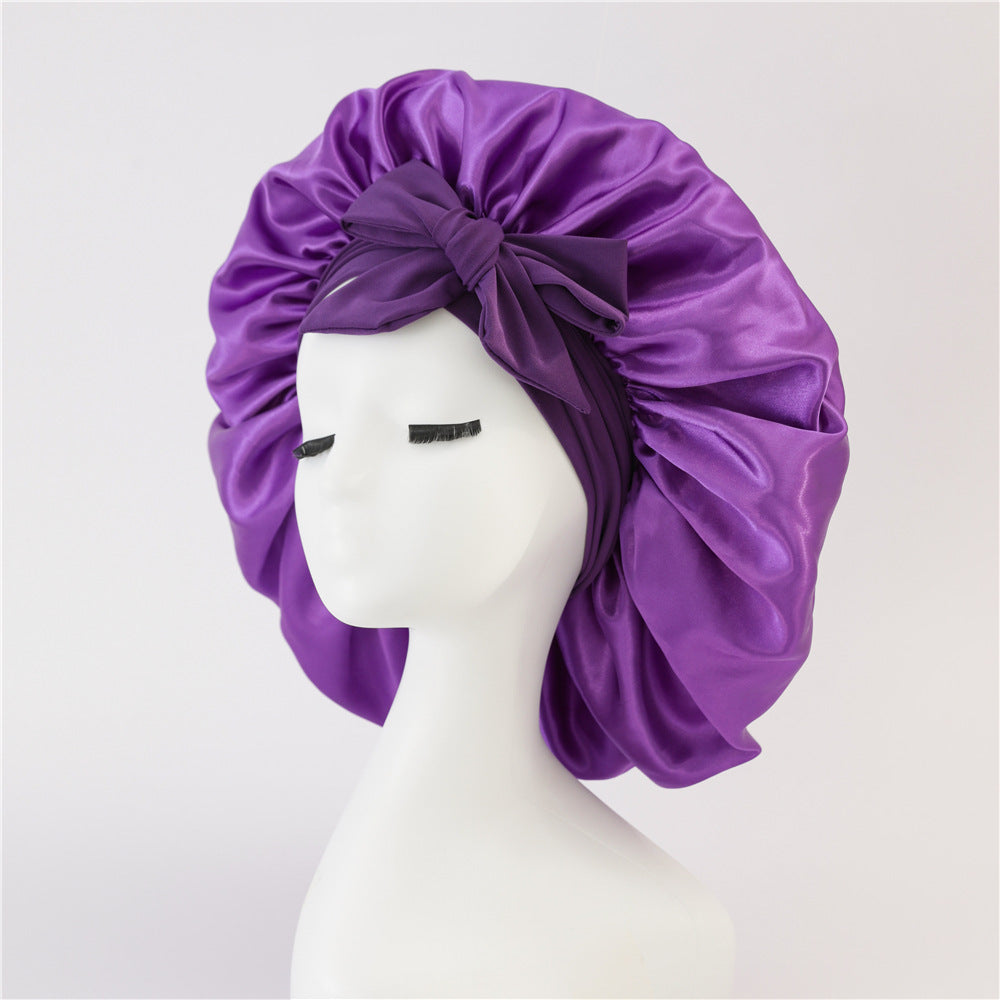 New Silk Bonnet For Sleeping Women Satin Bonnet Hair Bonnet Night Sleep Cap Scarf Wrap For Curly Hair With Tie Band For Curly Hair EHAD +
