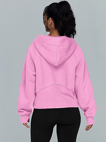Zipper Hoodies Sweatshirts With Pocket Loose Sport Tops Long Sleeve Pullover Sweaters Winter Fall Outfits Women Clothing EHAD +