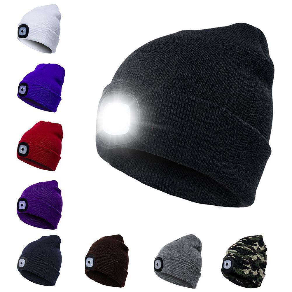 LED Knit Hat Button Cell Type Knitted Hat With Light Glowing EHAD +