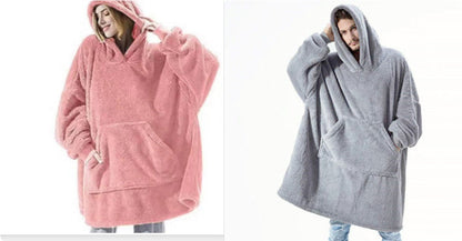 Hoodie Sweatshirt With Big Pocket Tops Sweater Comfortable Loose Double-Sided Fleece Thicker Wearable Blanket EHAD +