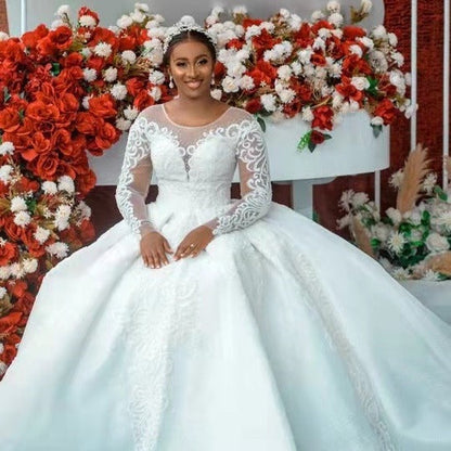Ball Gown Wedding Dress Long Sleeves Bridal Gown EHAD +