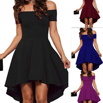 One Shoulder Short Sleeve And Large Swallowtail Skirt EHAD +