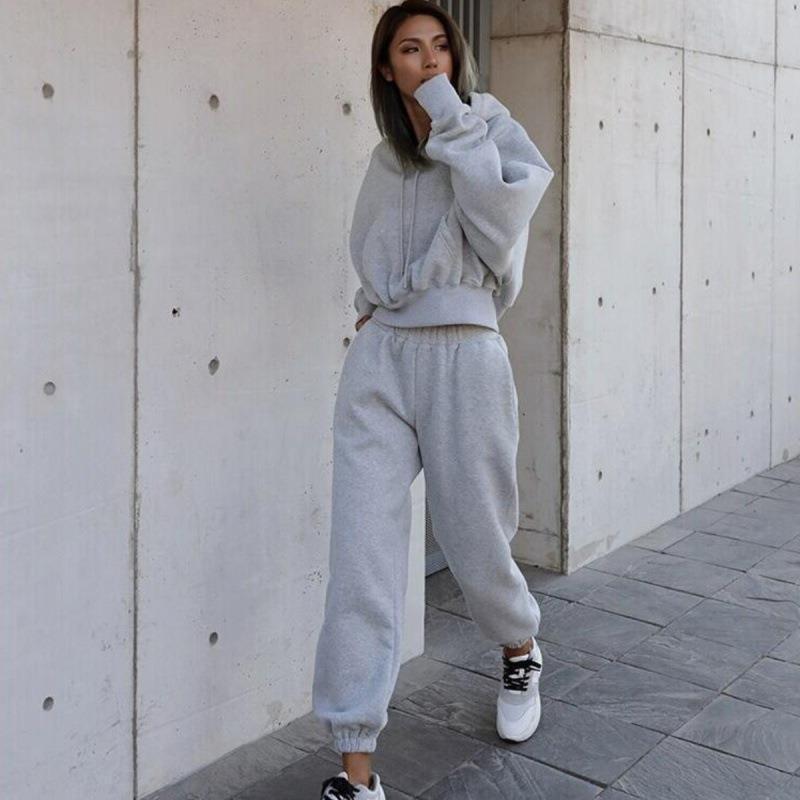 New Style Autumn And Winter Women's New Casual Hoodie Coat Sports Suit EHAD +