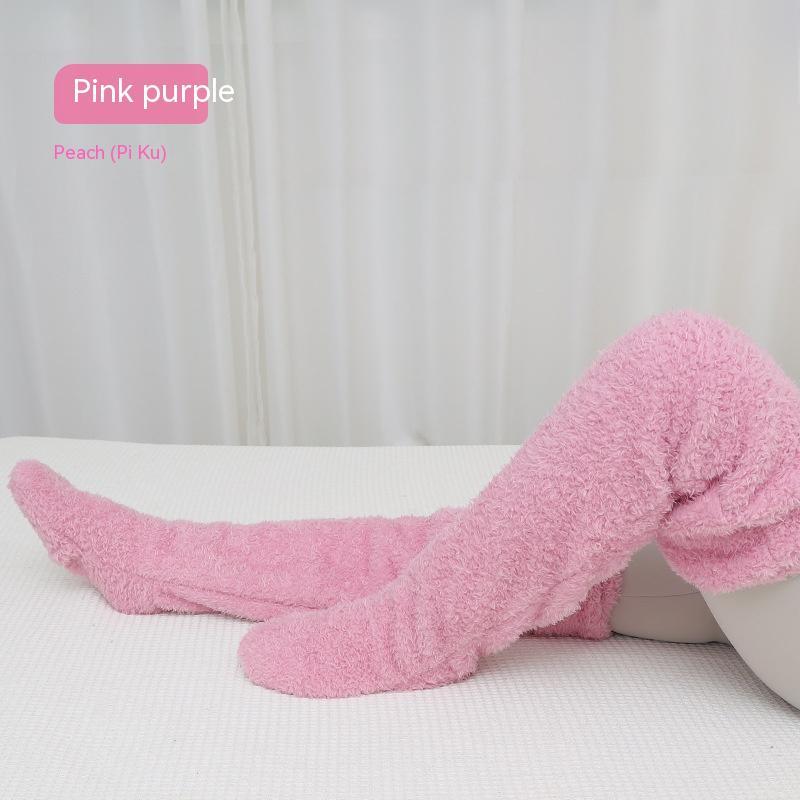 Over Knee High Fuzzy Long Socks Winter Warm Cold Leg Knee Joint Cold-proof Stockings Home Floor Sleeping Socks EHAD +