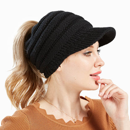 Women Ponytail Beanies Autumn Winter Hats Female Soft Knitting Caps Warm Ladies Skullies EHAD +
