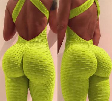 Yoga Jumpsuit Cross Design Backless Tracksuit Full Bodysuit EHAD +