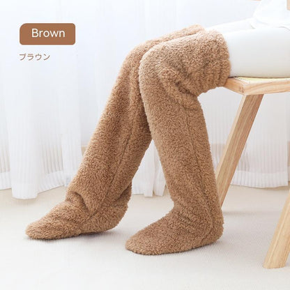 Over Knee High Fuzzy Long Socks Winter Warm Cold Leg Knee Joint Cold-proof Stockings Home Floor Sleeping Socks EHAD +