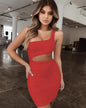Slim One-shoulder Short Dress Sexy Fashion Hollow Mini Dresses For Women EHAD +
