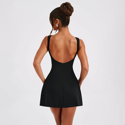 Sexy Slim-fitting Backless Dress Summer Sleeveless Short Dresses EHAD +