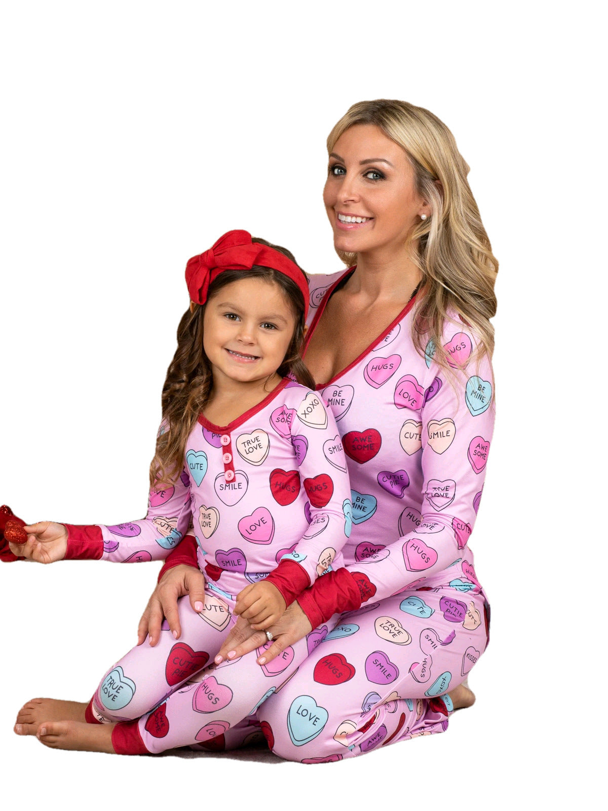 Valentines Day Love Print Casual Home Pajamas Parent Child Set EHAD +