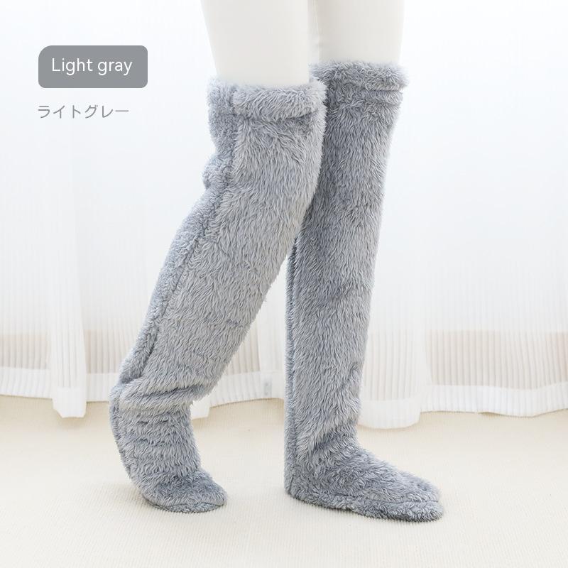 Over Knee High Fuzzy Long Socks Winter Warm Cold Leg Knee Joint Cold-proof Stockings Home Floor Sleeping Socks EHAD +