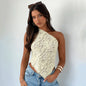 Ins Lace Backless Top Summer Solid Color Waistless Asymmetrical Sloped Neck Vest Streetwear Womens Clothes EHAD +