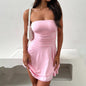 Y2K Tube-top Short Dress Summer Sexy Pleated Tight Dresses For Womens Clothing EHAD +