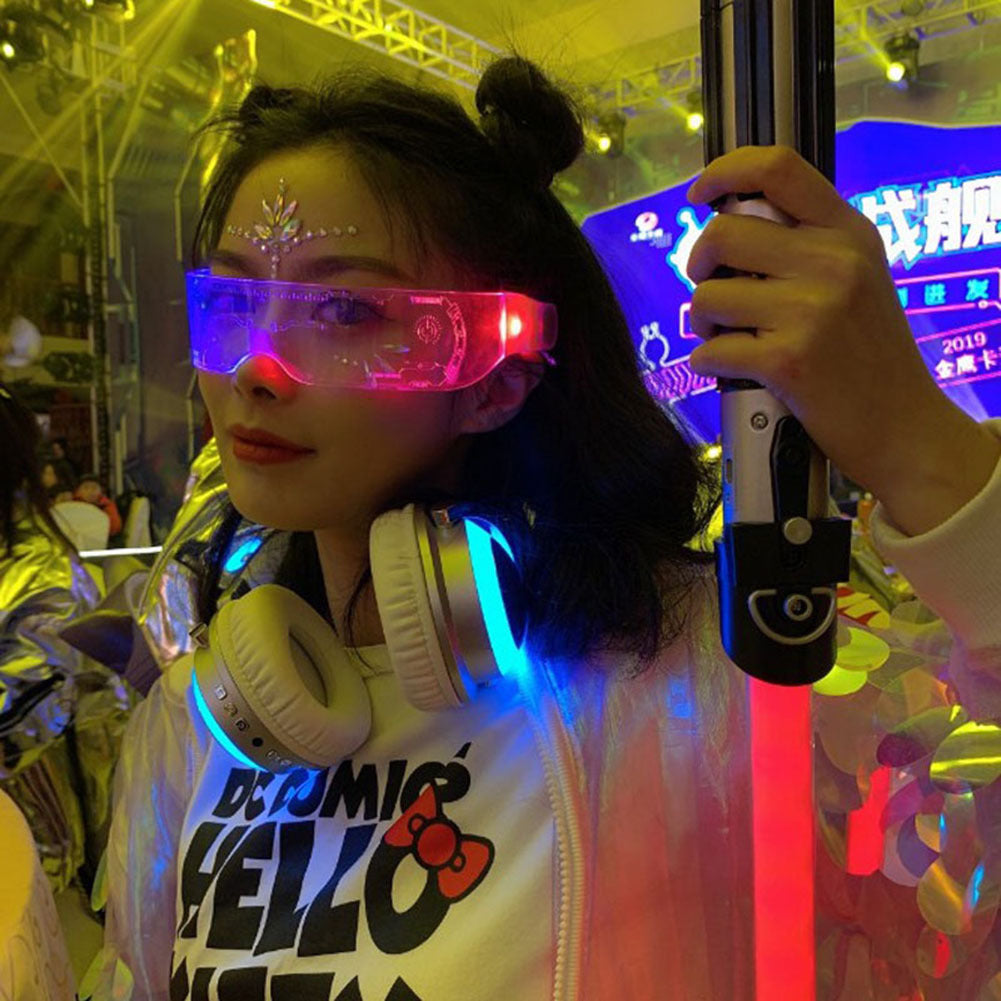 LED Luminous Glasses Party Bar Disco Punk Glasses Futuristic Style Festival Goggles Decoration Gifts EHAD +