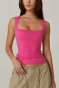 Summer Square-neck Tank Vest Ins Fashion Slim Solid Sleeveless Tops For Women Clothing EHAD +