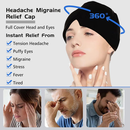 Ice Compress Headache Eye Mask Hat Relief For Migraines, Stress, And Tension Massage Tool EHAD +