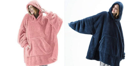 Hoodie Sweatshirt With Big Pocket Tops Sweater Comfortable Loose Double-Sided Fleece Thicker Wearable Blanket EHAD +