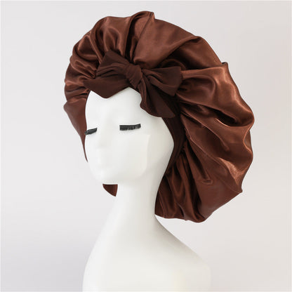 New Silk Bonnet For Sleeping Women Satin Bonnet Hair Bonnet Night Sleep Cap Scarf Wrap For Curly Hair With Tie Band For Curly Hair EHAD +
