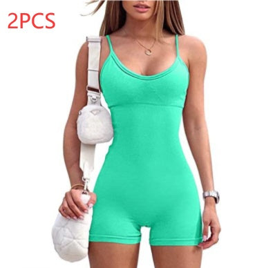 Spaghetti Strap Shorts Jumpsuit Sports Yoga Workout Tight Romper Women Fashion Fitness Sportwear EHAD +